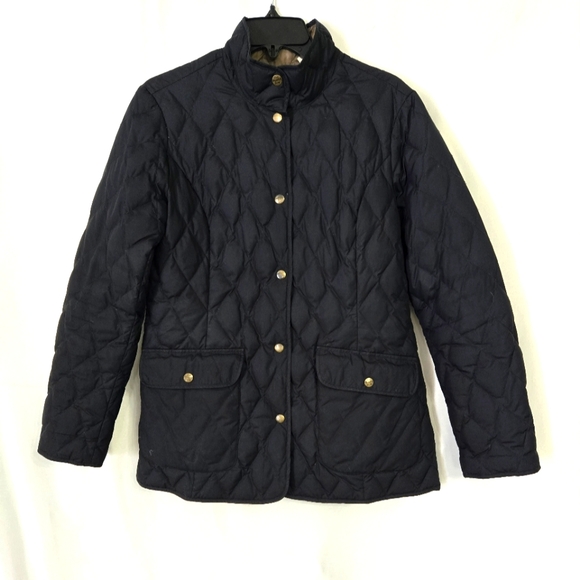 Eddie Bauer Goose Down Mock Neck Black Snap Puffer - Picture 1 of 9